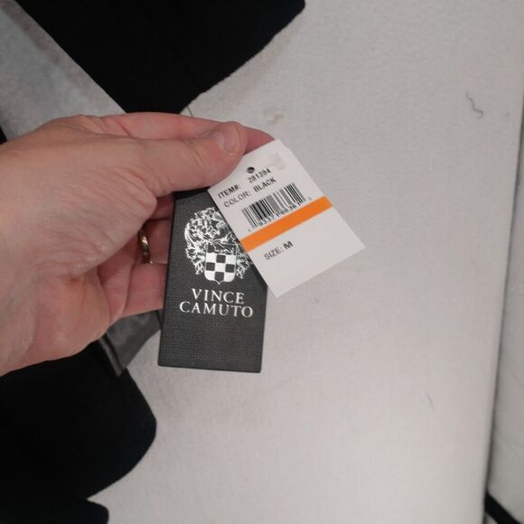 NEW Vince Camuto Women's Medium Belted Wool Blend Midi Trench Coat Winter Black - Picture 4 of 12